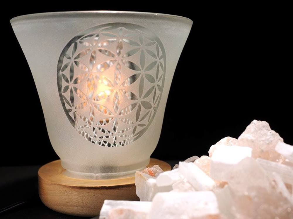 テーブルランプ ライト フラワーオブライフ インテリア ガラスランプ