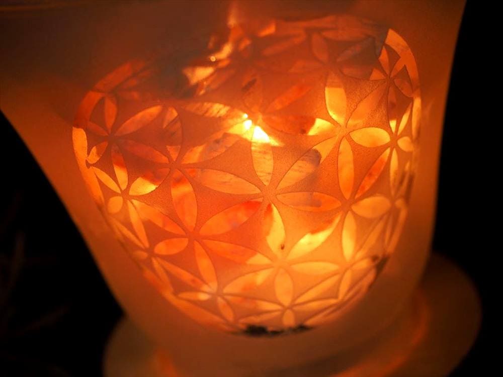 テーブルランプ ライト フラワーオブライフ インテリア ガラスランプ