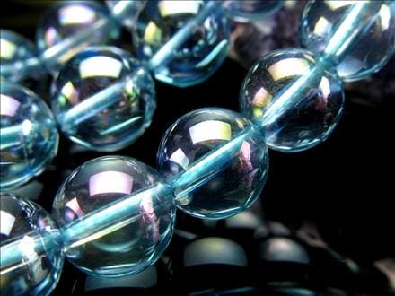 アクアオーラ 蒸着水晶 ブルーオーラ ビーズ連 連材