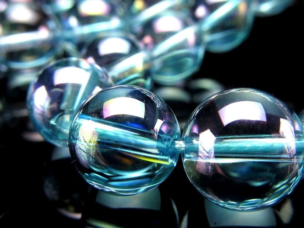 アクアオーラ 蒸着水晶 ブルーオーラ ビーズ連 連材