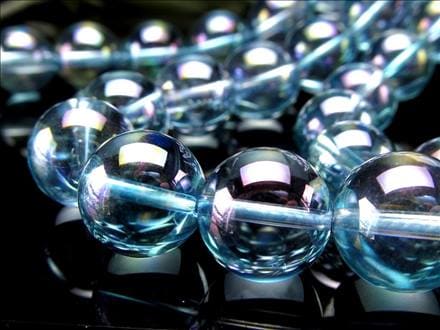 アクアオーラ 蒸着水晶 ブルーオーラ ビーズ連 連材