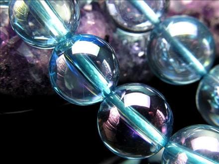 アクアオーラ 蒸着水晶 ブルーオーラ ビーズ連 連材