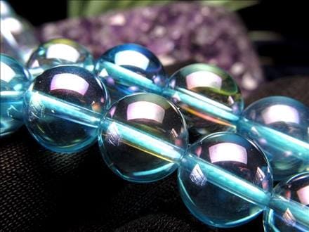 アクアオーラ 蒸着水晶 ブルーオーラ ビーズ連 連材
