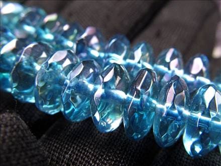 ブルーアクアオーラ 蒸着水晶 ブルーオーラ キラキラボタンカット ビーズ連 連材
