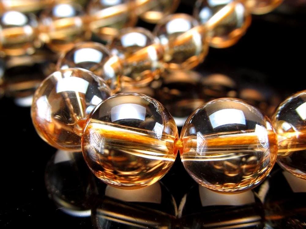 ゴールデンオーラ 蒸着水晶 シャンパンオーラ ビーズ連 連材