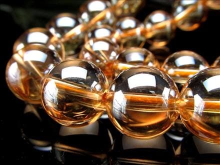 ゴールデンオーラ 蒸着水晶 シャンパンオーラ ビーズ連 連材