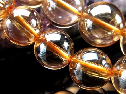 ゴールデンオーラ 蒸着水晶 シャンパンオーラ ビーズ連 連材