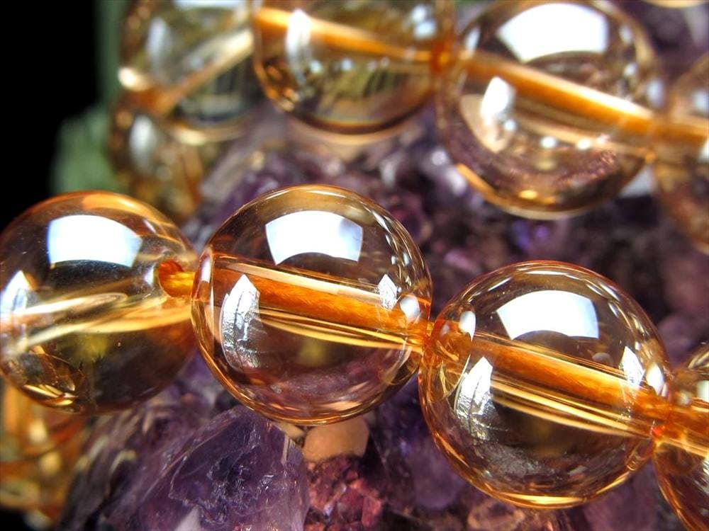 ゴールデンオーラ 蒸着水晶 シャンパンオーラ ビーズ連 連材