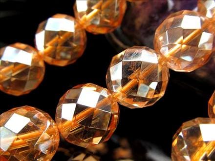 ゴールデンオーラ 蒸着水晶 ビーズ シャンパンオーラ 64面カット ビーズ連 連材