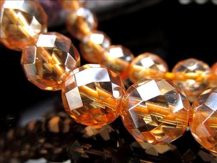 ゴールデンオーラ 蒸着水晶 ビーズ シャンパンオーラ 64面カット ビーズ連 連材