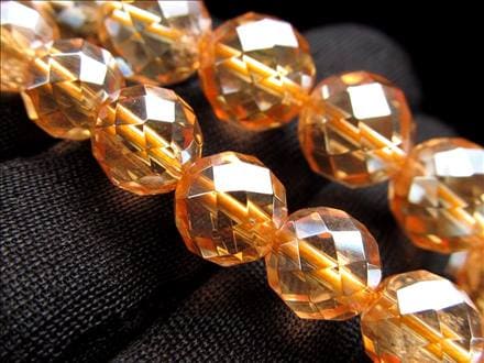 ゴールデンオーラ 蒸着水晶 ビーズ シャンパンオーラ 64面カット ビーズ連 連材