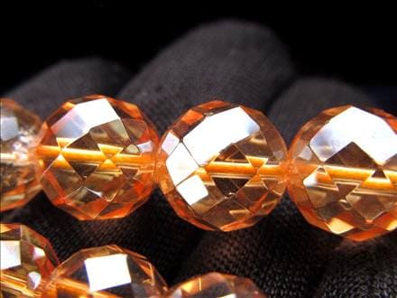 ゴールデンオーラ 蒸着水晶 ビーズ シャンパンオーラ 64面カット ビーズ連 連材