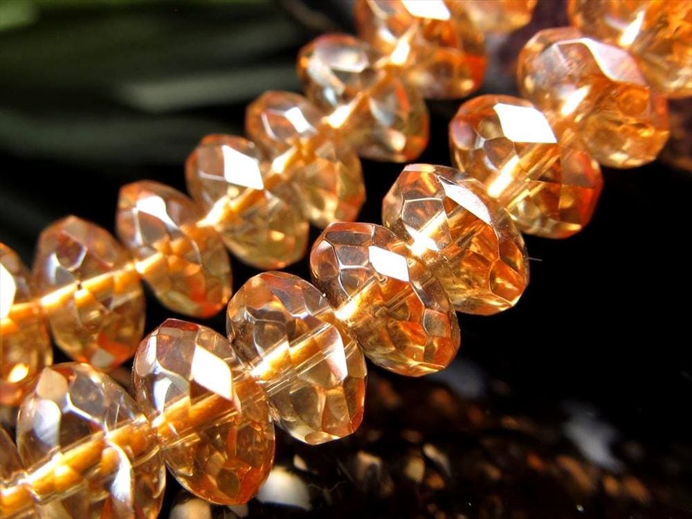 ゴールデンオーラ 蒸着水晶 シャンパンオーラ 繊細ボタンカット ビーズ連 連材