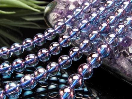パープルオーラ 蒸着水晶 ビーズ連 連材