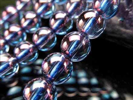 パープルオーラ 蒸着水晶 ビーズ連 連材