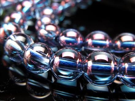 パープルオーラ 蒸着水晶 ビーズ連 連材