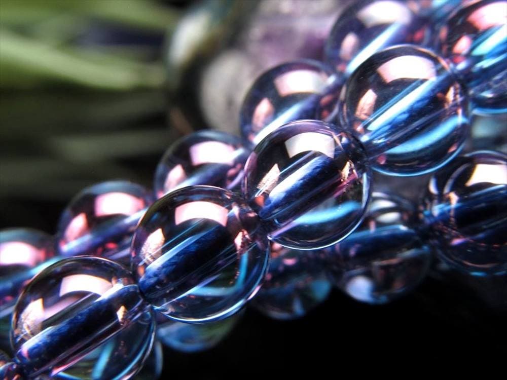 パープルオーラ 蒸着水晶 ビーズ連 連材