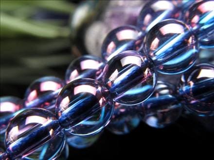 パープルオーラ 蒸着水晶 ビーズ連 連材