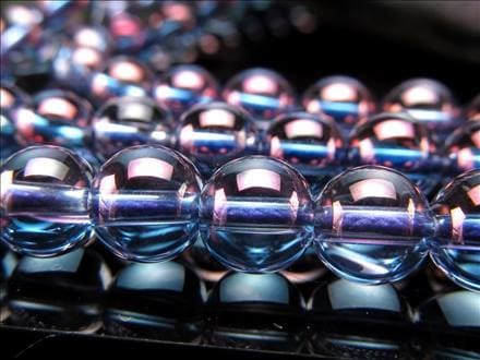 パープルオーラ 蒸着水晶 ビーズ連 連材