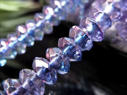 パープルオーラ 蒸着水晶 キラキラボタンカット ビーズ連 連材