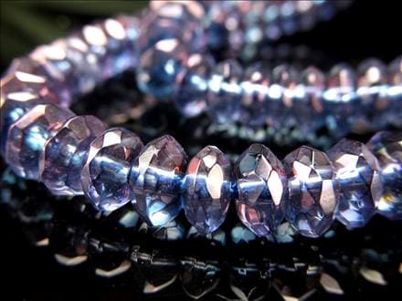 パープルオーラ 蒸着水晶 キラキラボタンカット ビーズ連 連材
