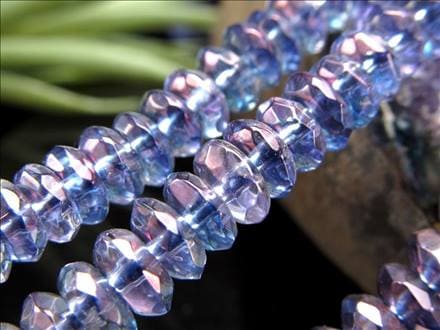 パープルオーラ 蒸着水晶 キラキラボタンカット ビーズ連 連材