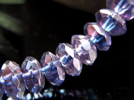 パープルオーラ 蒸着水晶 キラキラボタンカット ビーズ連 連材