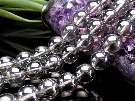 シルバーオーラ 蒸着水晶 ビーズ連 連材