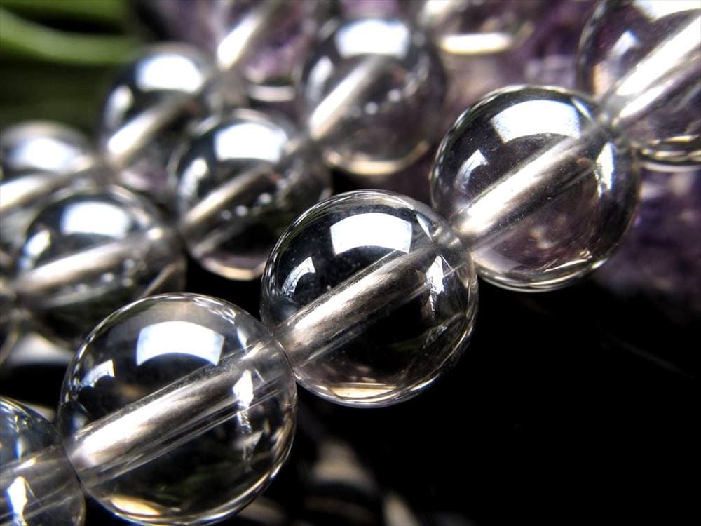 シルバーオーラ 蒸着水晶 ビーズ連 連材