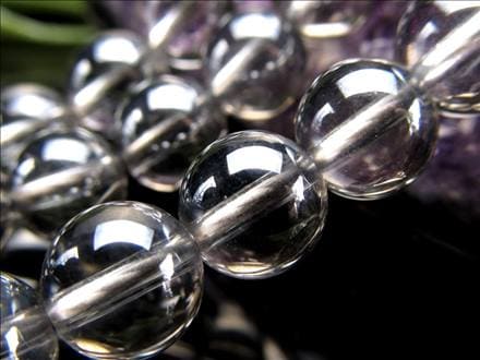 シルバーオーラ 蒸着水晶 ビーズ連 連材