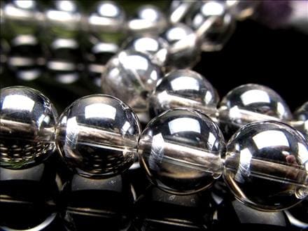 シルバーオーラ 蒸着水晶 ビーズ連 連材