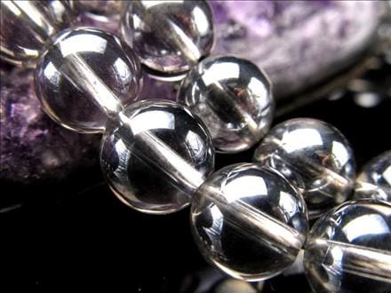 シルバーオーラ 蒸着水晶 ビーズ連 連材
