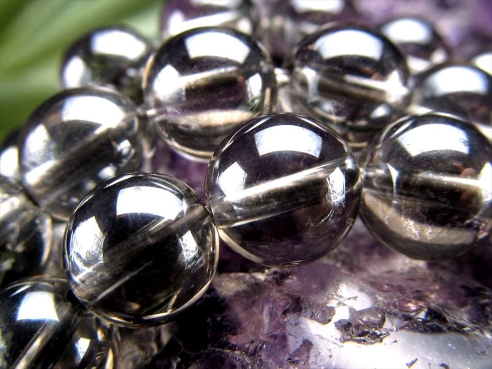 シルバーオーラ 蒸着水晶 ビーズ連 連材