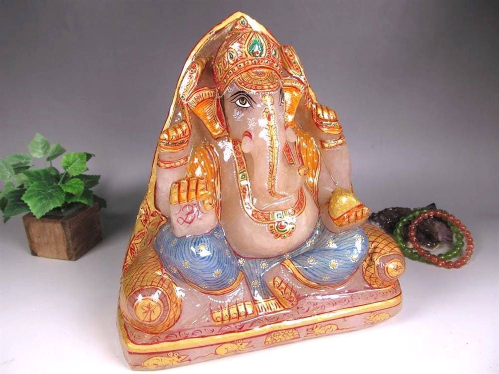 ヒマラヤ産 天然水晶 ガネーシャ 彫り 置物