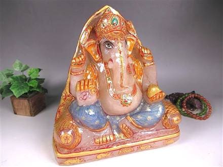 ヒマラヤ産 天然水晶 ガネーシャ 彫り 置物