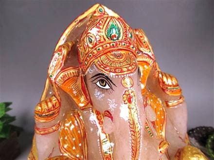 ヒマラヤ産 天然水晶 ガネーシャ 彫り 置物