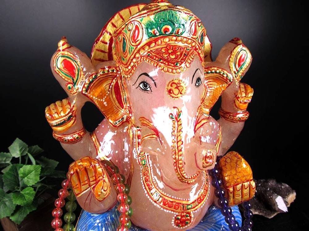 ヒマラヤ産 天然水晶 ガネーシャ 彫り 置物