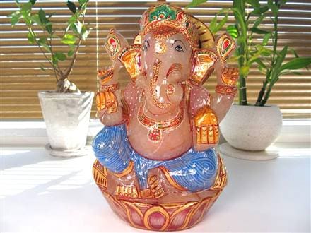 ヒマラヤ産 天然水晶 ガネーシャ 彫り 置物