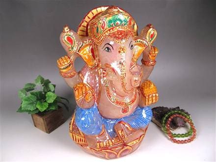 ヒマラヤ産 天然水晶 ガネーシャ 彫り 置物