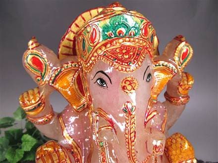 ヒマラヤ産 天然水晶 ガネーシャ 彫り 置物