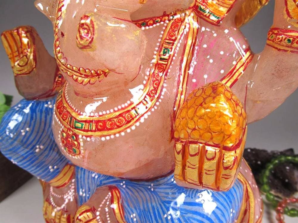 ヒマラヤ産 天然水晶 ガネーシャ 彫り 置物