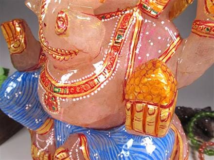 ヒマラヤ産 天然水晶 ガネーシャ 彫り 置物