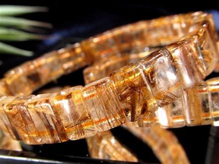 ルチルクォーツ ブレスレット バングル アンティークゴールド タイガールチル