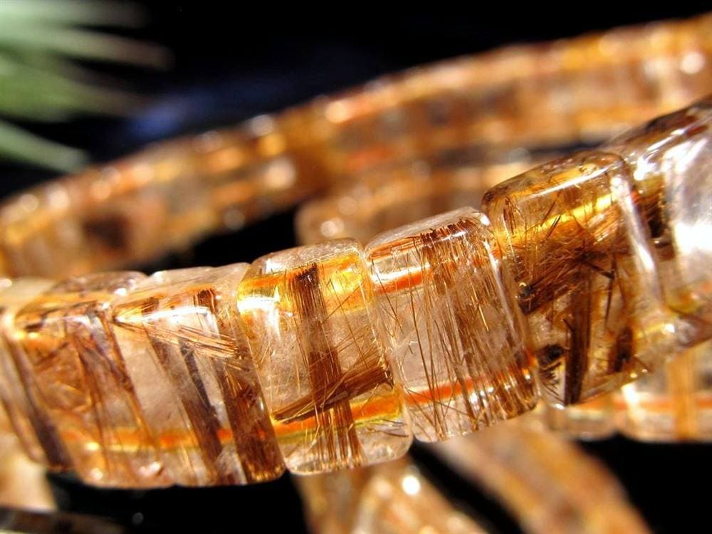 ルチルクォーツ ブレスレット バングル アンティークゴールド タイガールチル