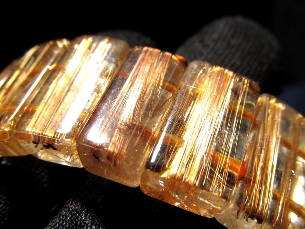 ルチルクォーツ ブレスレット バングル アンティークゴールド タイガールチル