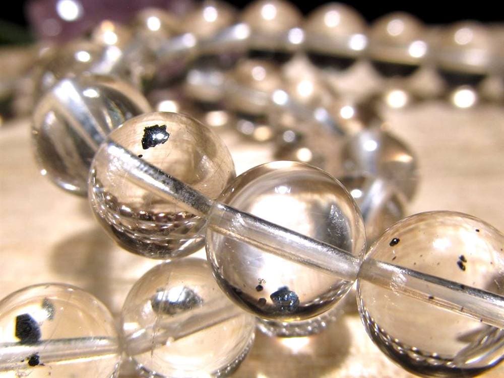 アイアンローズインクォーツ ブレスレット 水晶 天然石 インクルージョン パワーストーン