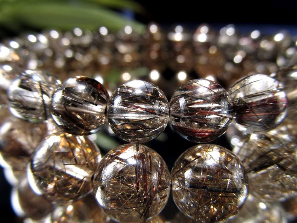 スモーキー ブラック ルチルクォーツ ブレスレット ブラックトルマリン