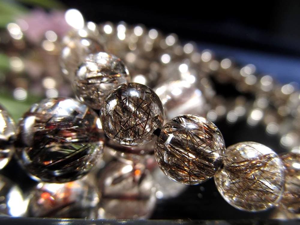 スモーキー ブラック ルチルクォーツ ブレスレット ブラックトルマリン