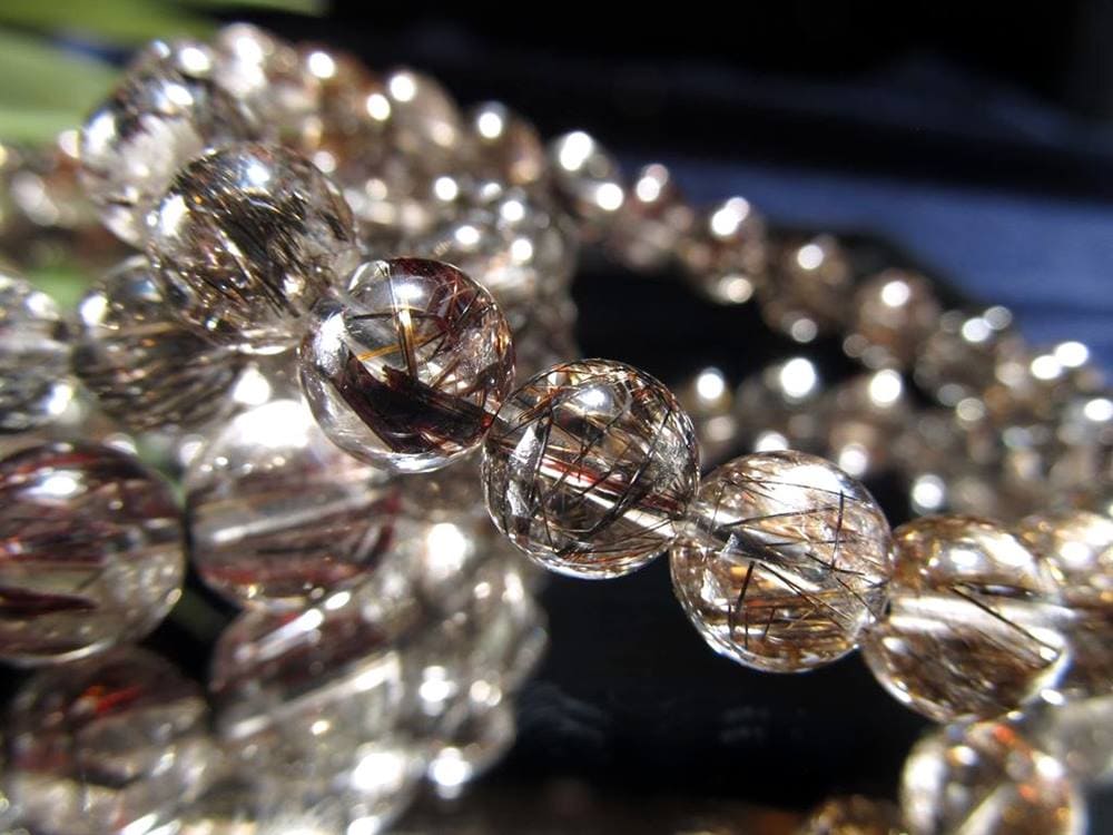 スモーキー ブラック ルチルクォーツ ブレスレット ブラックトルマリン