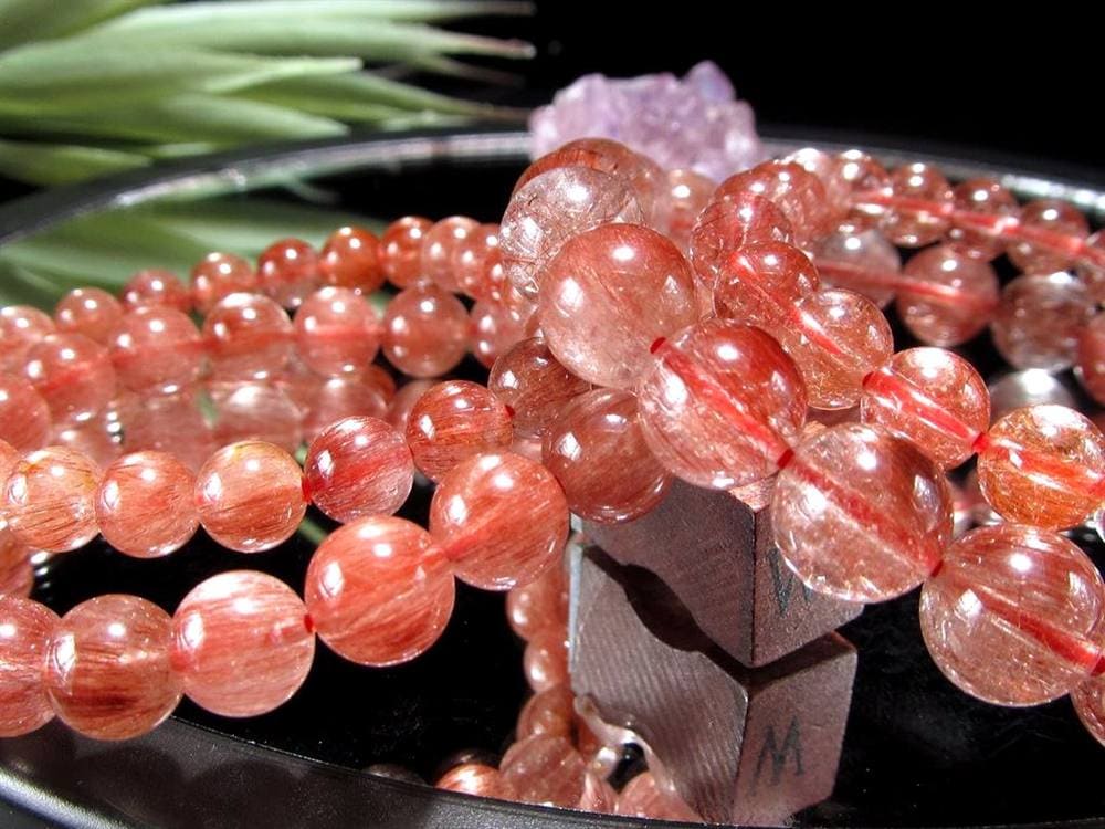 レッドルチルクォーツ ブレスレット レッドブラウンルチル ルチルレイテッドクォーツ 赤針水晶